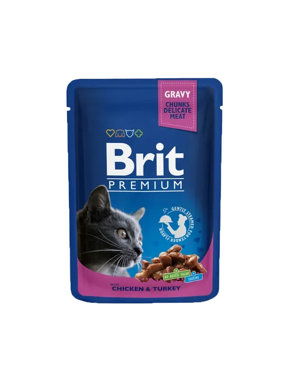 Expressleverans Brit Premium Cat Pouches Chicken & Turkey Katt 24 x 100 g