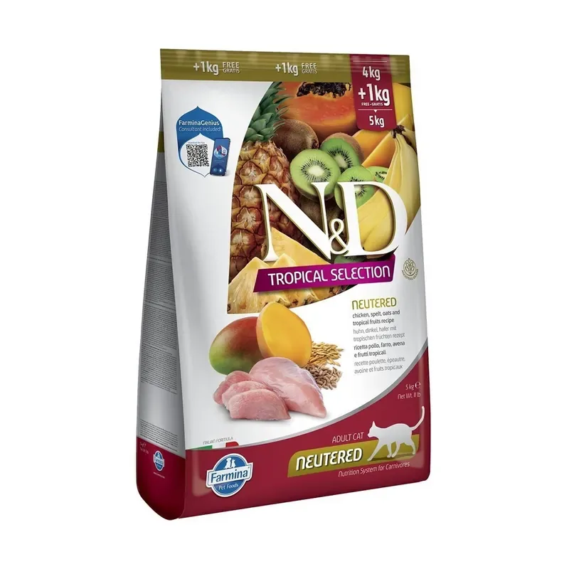 Farmina N&D Cat Tropical Chicken Neutered 5 kg Snabb leverans