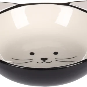 Feeding And Drinking Bowl Cat Kajo Ceramic Black-white Round