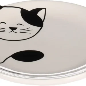 Feeding Dish Cat Ravi Ceramic Black-white Round 80ml 13,5x2c