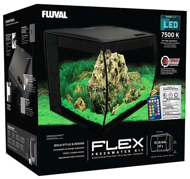 Fluval Flex LED 57LSvart 41x39x39cm 9.5W 7500K 500L/H