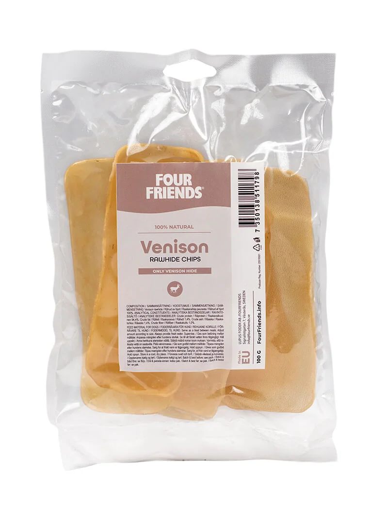 Four Friends Venison Rawhide Chips 100g
