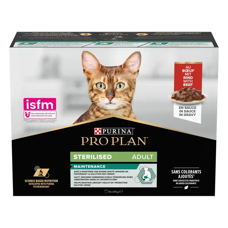 Fynd Sterilised Våtmat med Biff för Katt – 10 x 85 g