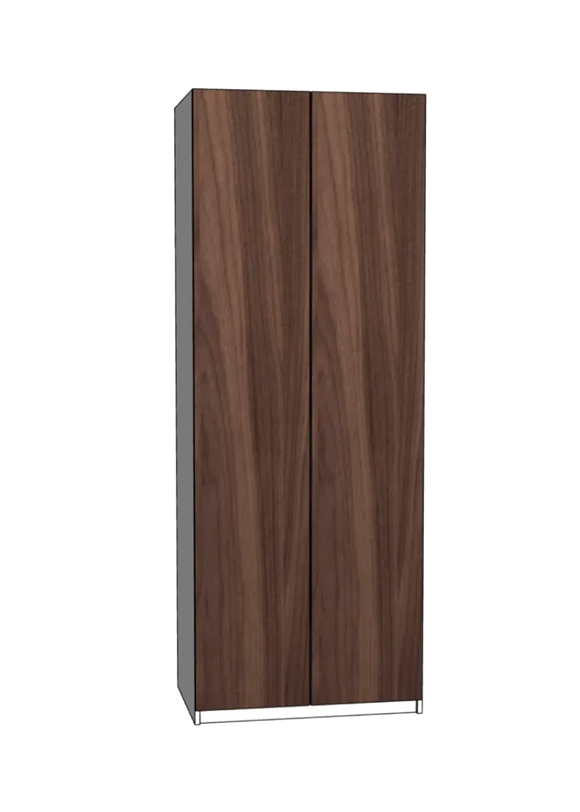 Garderobsdörrar i valnöt – 75×230 cm (2×37 cm)