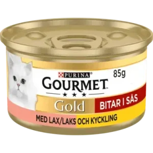 Gold Bitar i s氓s Lax & Kyckling V氓tfoder 85g