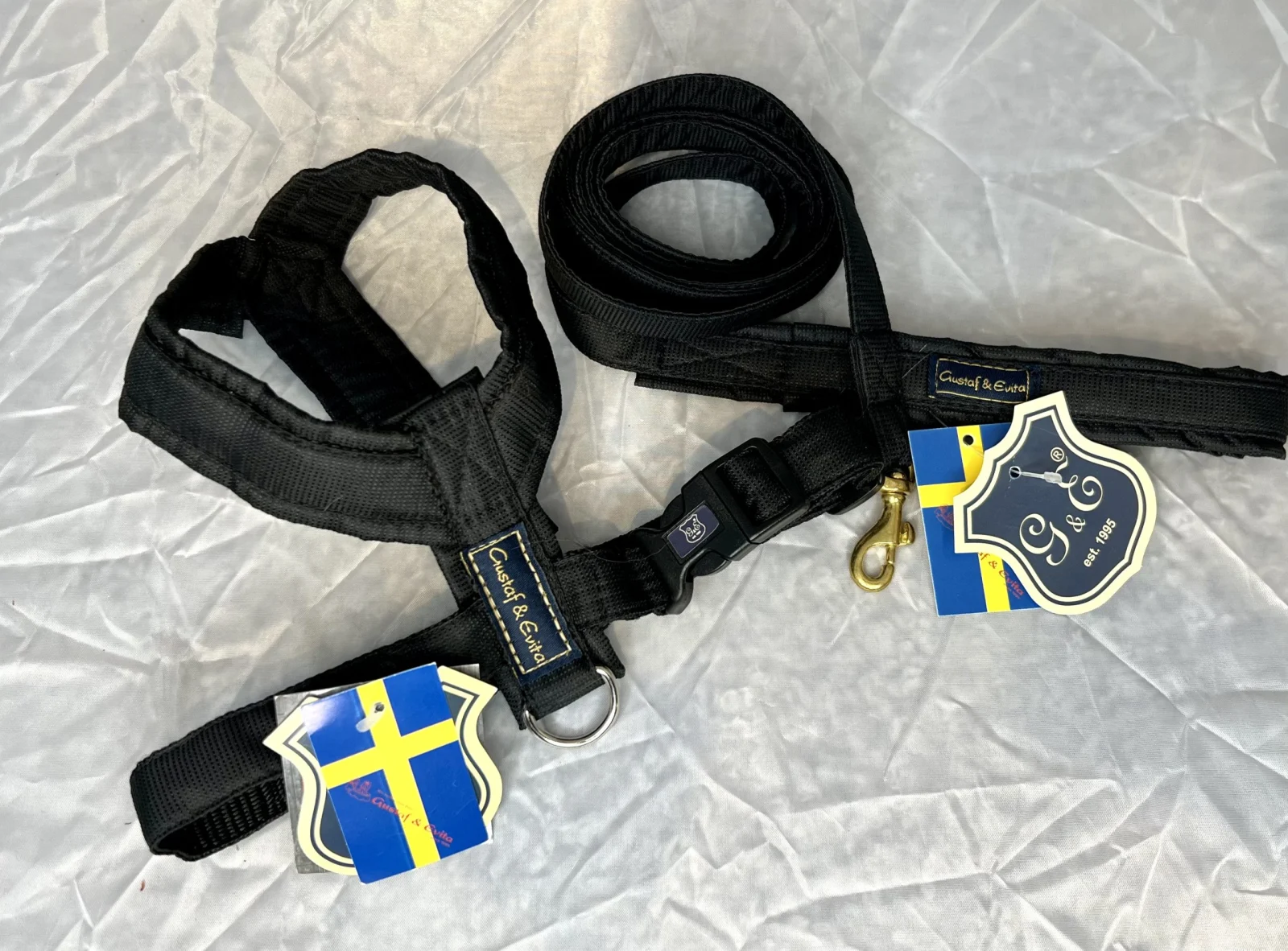 Gustav & Evita sele PRO svart i High Tec microfibertyg