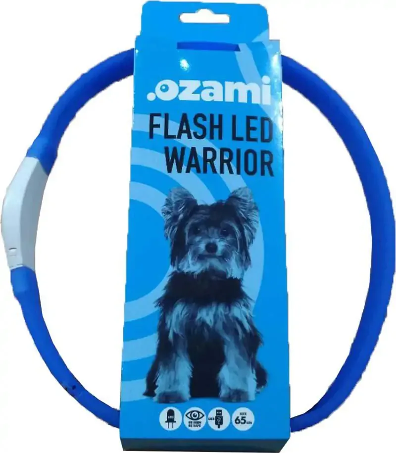 Halsband Flash Warrior Led Blå 65cm