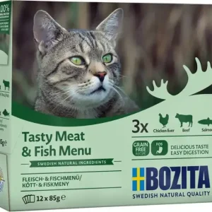 Handla nu Bozita Feline Multibox Kött & Fiskmeny i gelé 12×85 g