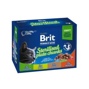 Handla nu Brit Premium by Nature STERILISED PLATE CHUNKS Katt 12 x 100 g