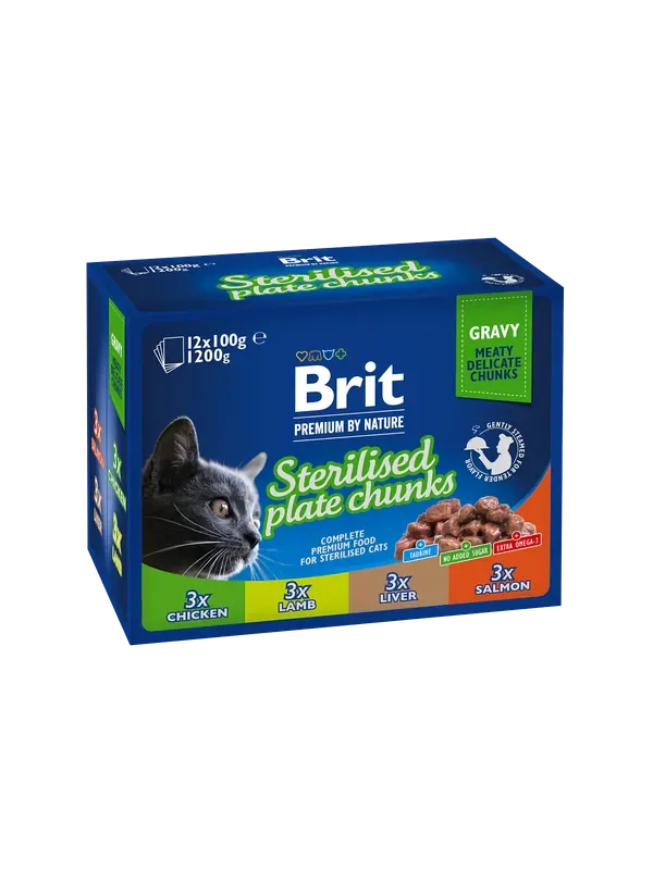 Handla nu Brit Premium by Nature STERILISED PLATE CHUNKS Katt 12 x 100 g