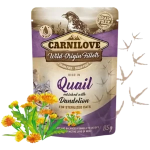 Handla nu Cat Pouch Quail enriched with Dandelion 85 g