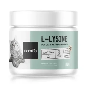 Handla nu L-lysin pulver för alla katter, 250g – Aminosyra kosttillskott för katter och immunförsvar