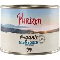 Handla nu Purizon Organic ekologiskt 6 x 200 g – Ekologisk lax & ekologisk kyckling med ekologisk spenat