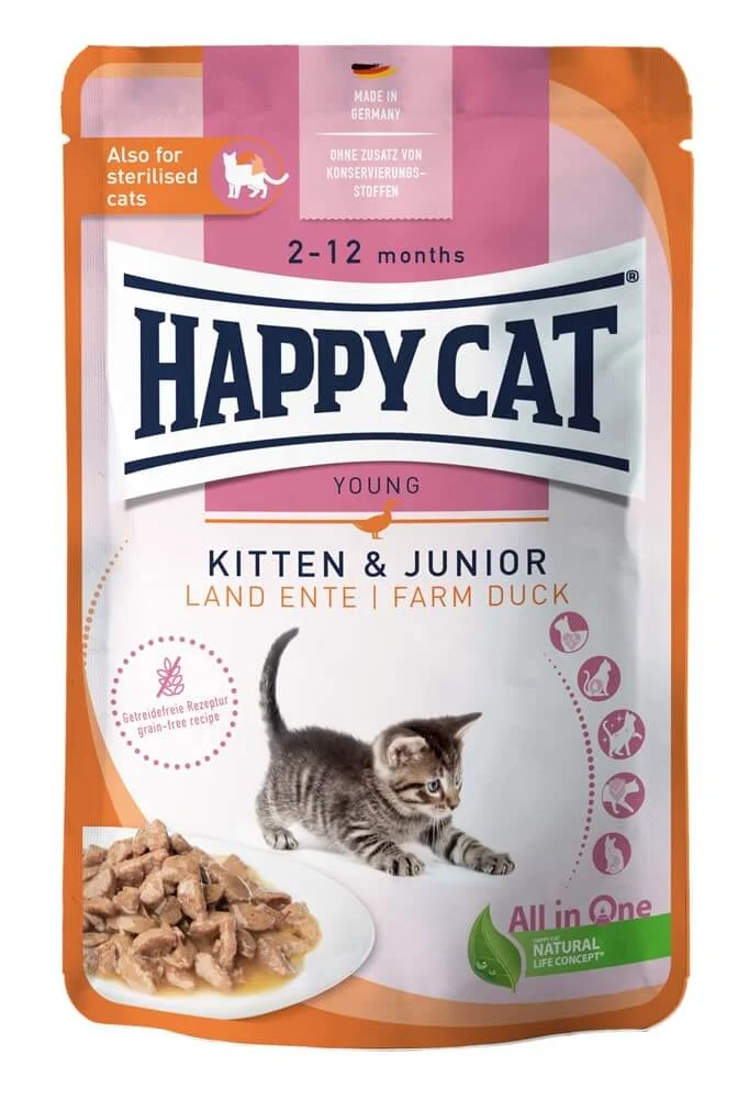 HappyCat i Sås Kitten/Junior Anka 85g