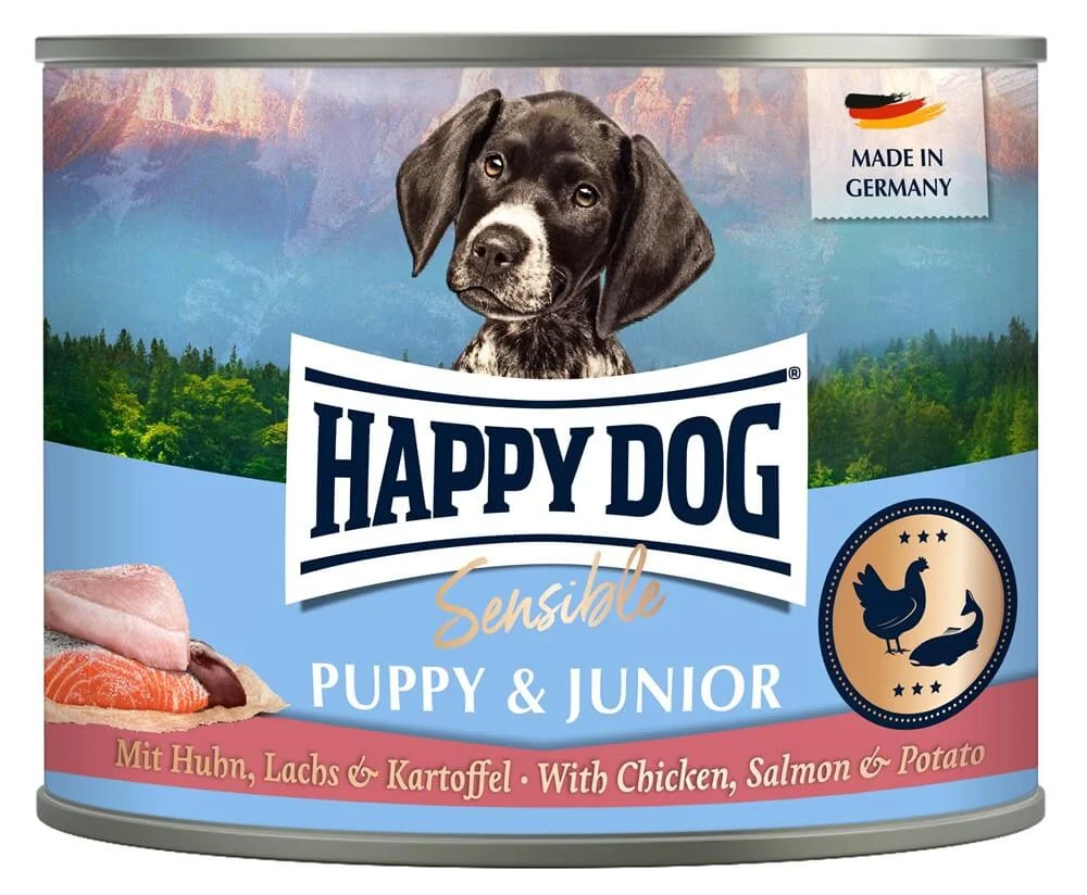 HappyDog Puppy Kyckling, Lax & Potatis 200g
