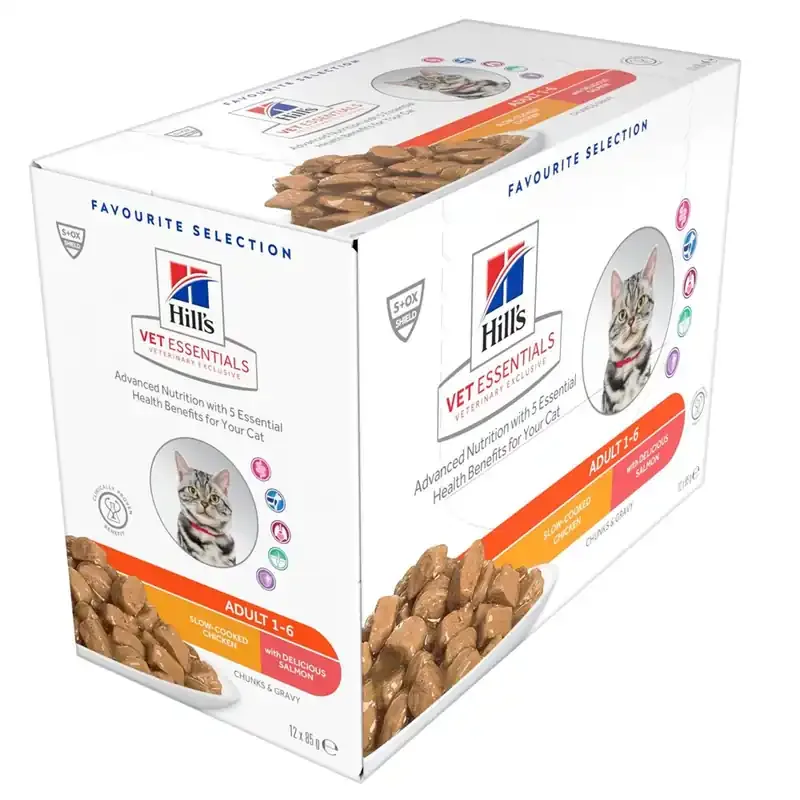 Hill‘s Vet Essentials Feline Adult Chicken & Salmon 12×85 g Billigare