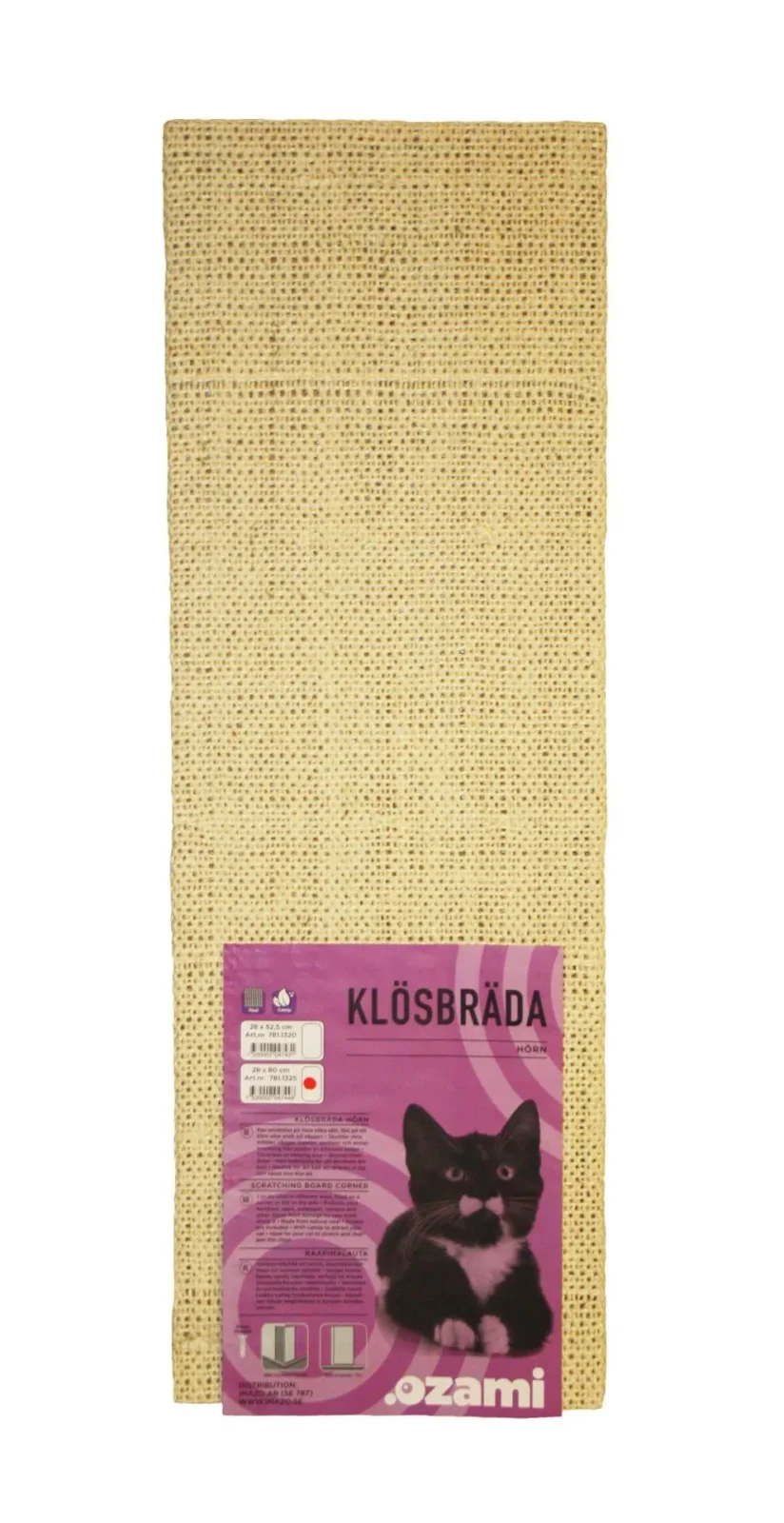 Hörn klösbräda för katt 80×28 cm med catnip