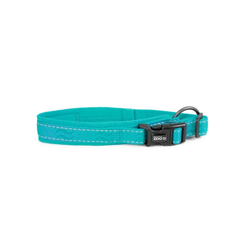 Hundhalsband Rufus vadderat ställbart 20 mm x 3040 cm Turkos Premium