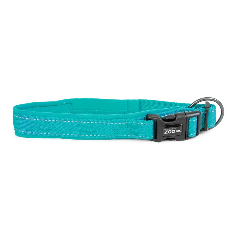Hundhalsband Rufus vadderat ställbart 25 mm x 4050 cm Turkos Kampanjpris