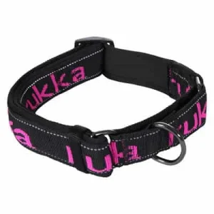 Hundhalsband Solid Web – Svart/Rosa