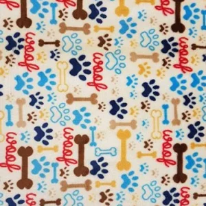 Hundmadrass Kattmadrass mikrofleece Beige med ben/tassar/woof