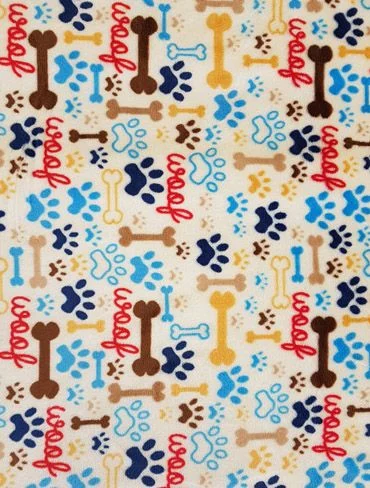Hundmadrass Kattmadrass mikrofleece Beige med ben/tassar/woof