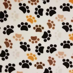 Hundmadrass Kattmadrass mikrofleece beige med tassar