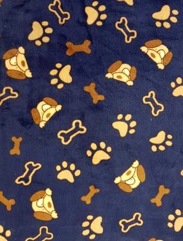 Hundmadrass- Kattmadrass mikrofleece blå med hundar, ben och tassar - Image 2