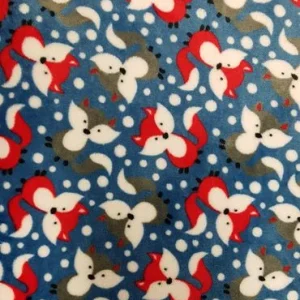 Hundmadrass Kattmadrass mikrofleece blå med rävar