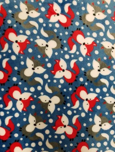 Hundmadrass Kattmadrass mikrofleece blå med rävar