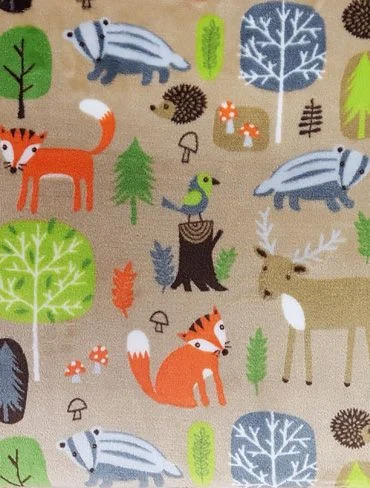 Hundmadrass Kattmadrass mikrofleece brunbeige med djur