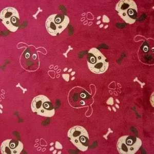 Hundmadrass Kattmadrass mikrofleece Röd med hundar, ben och tassar