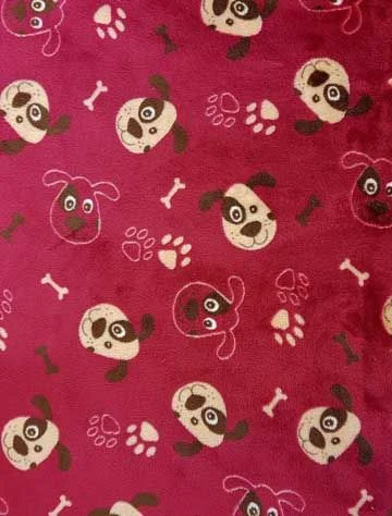 Hundmadrass Kattmadrass mikrofleece Röd med hundar, ben och tassar