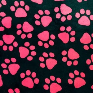 Hundmadrass Kattmadrass mikrofleece svart med rosa tassar