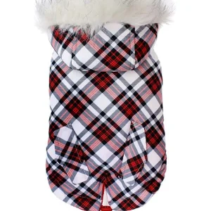 Hundparkas röd/vit