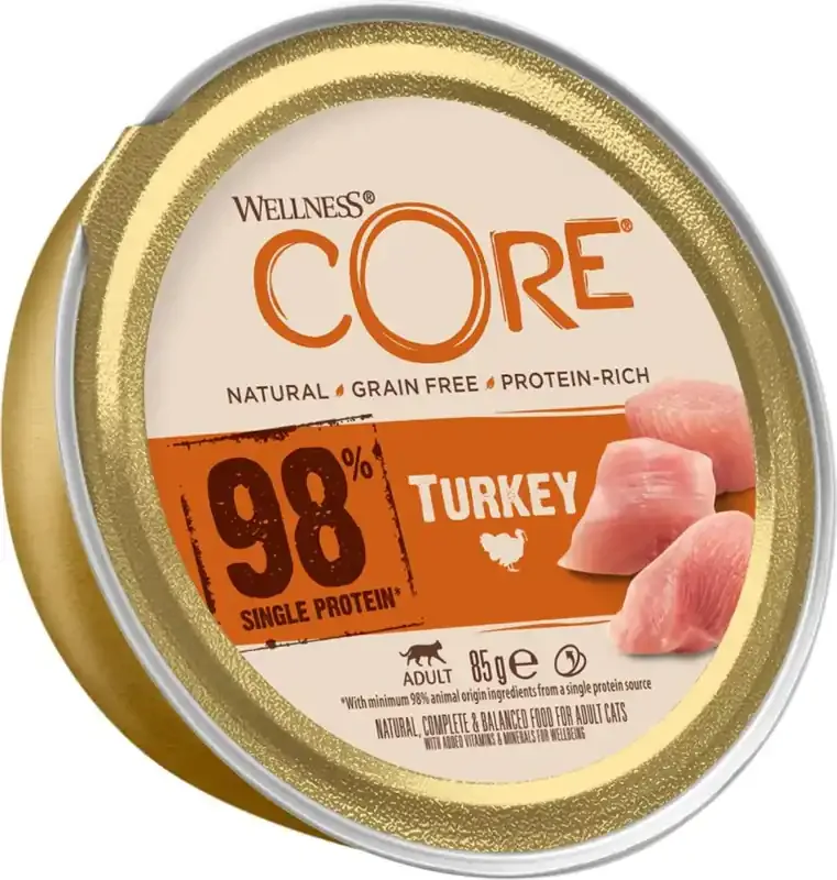 I lager Core cat 98% turkey för katter 85 g
