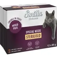 I lager Ekonomipack 24 x 85 g Smilla Chunks med grönsaker – Sterilised mixpack