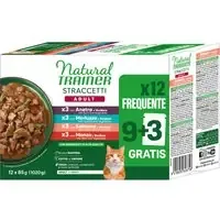 I lager Ekonomipack Natural Trainer strimlor i sås mixpack 24 x 85 g – Mixpack (anka, torsk, lax, nötkött)