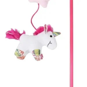 I lager Pawise Kattvippa Unicorn Teaser Catnip – 46 cm / Rosa/Vit