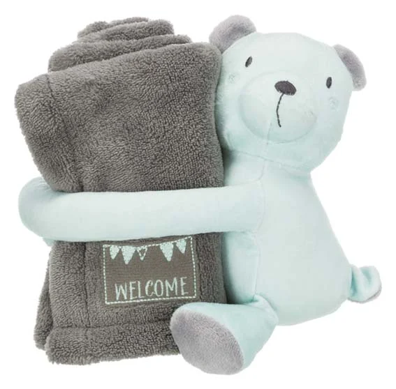 Junior Cuddly Set Filt & Björn Grå/Mint