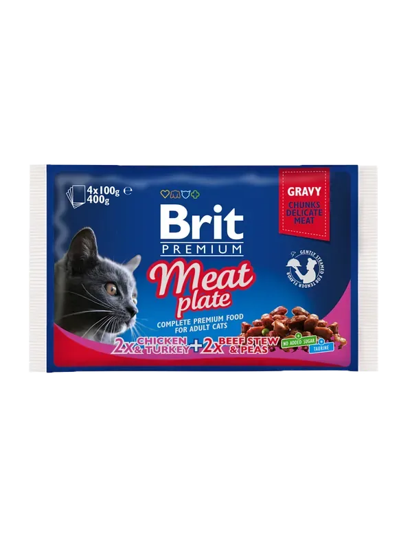Kampanj Brit Premium Köttmultipack för katter 4 x 100 g
