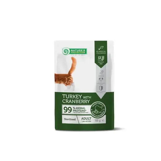 Kampanjpris Nature‘s Protection Adult sterilised kalkon & tranbär 100 g för katter