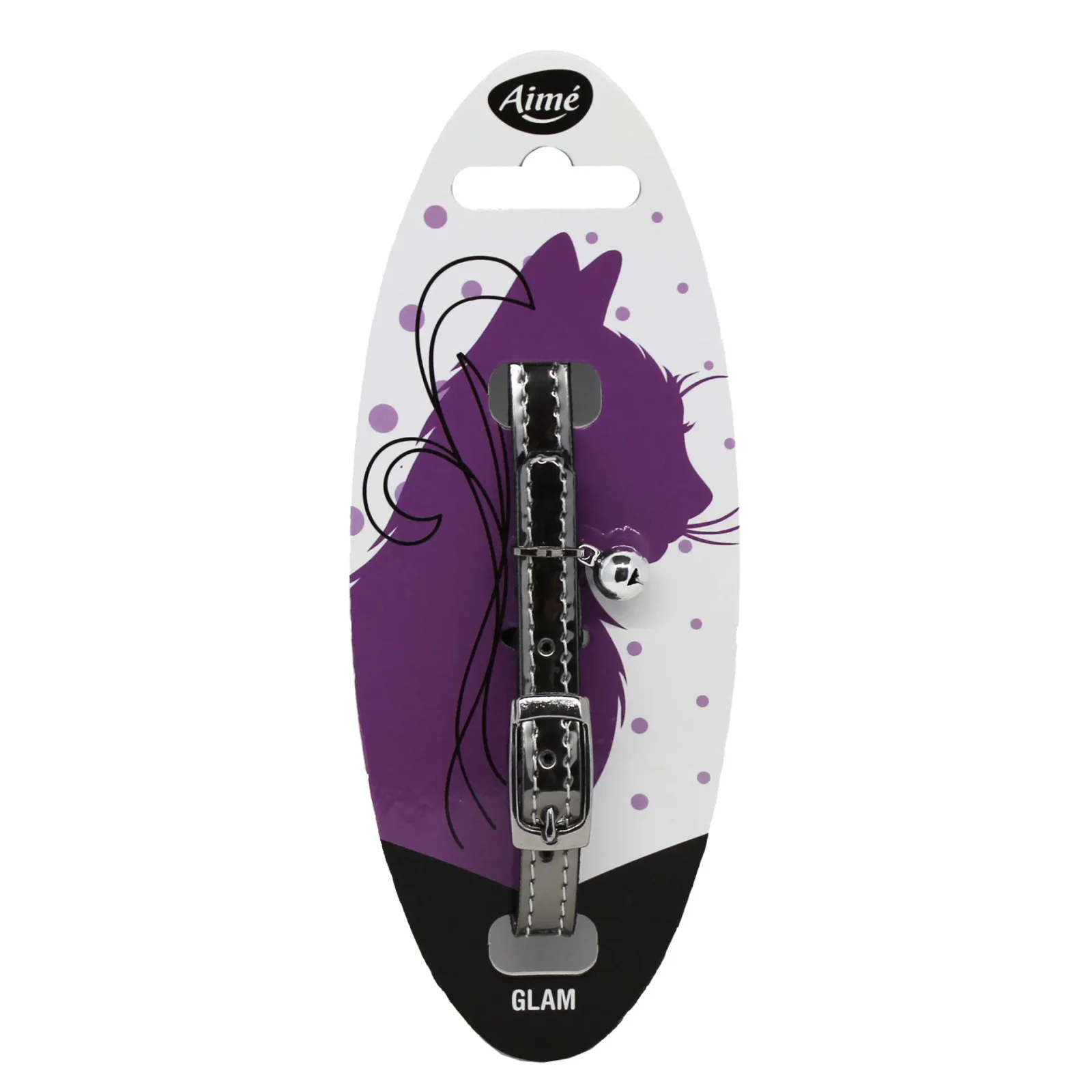Katthalsband med reflex och bjällra silver 20–32 cm Aimé