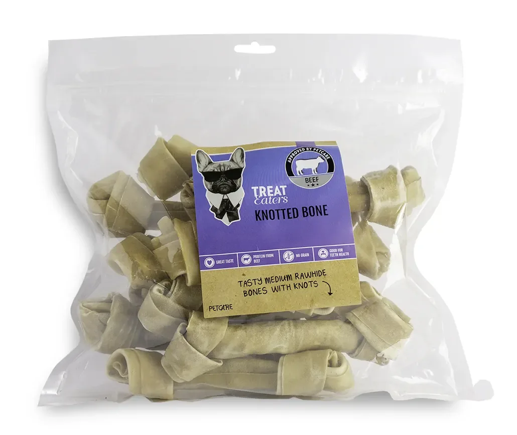 Knutna Tuggben 16 cm 10-Pack i Pressad Naturlig Råhud