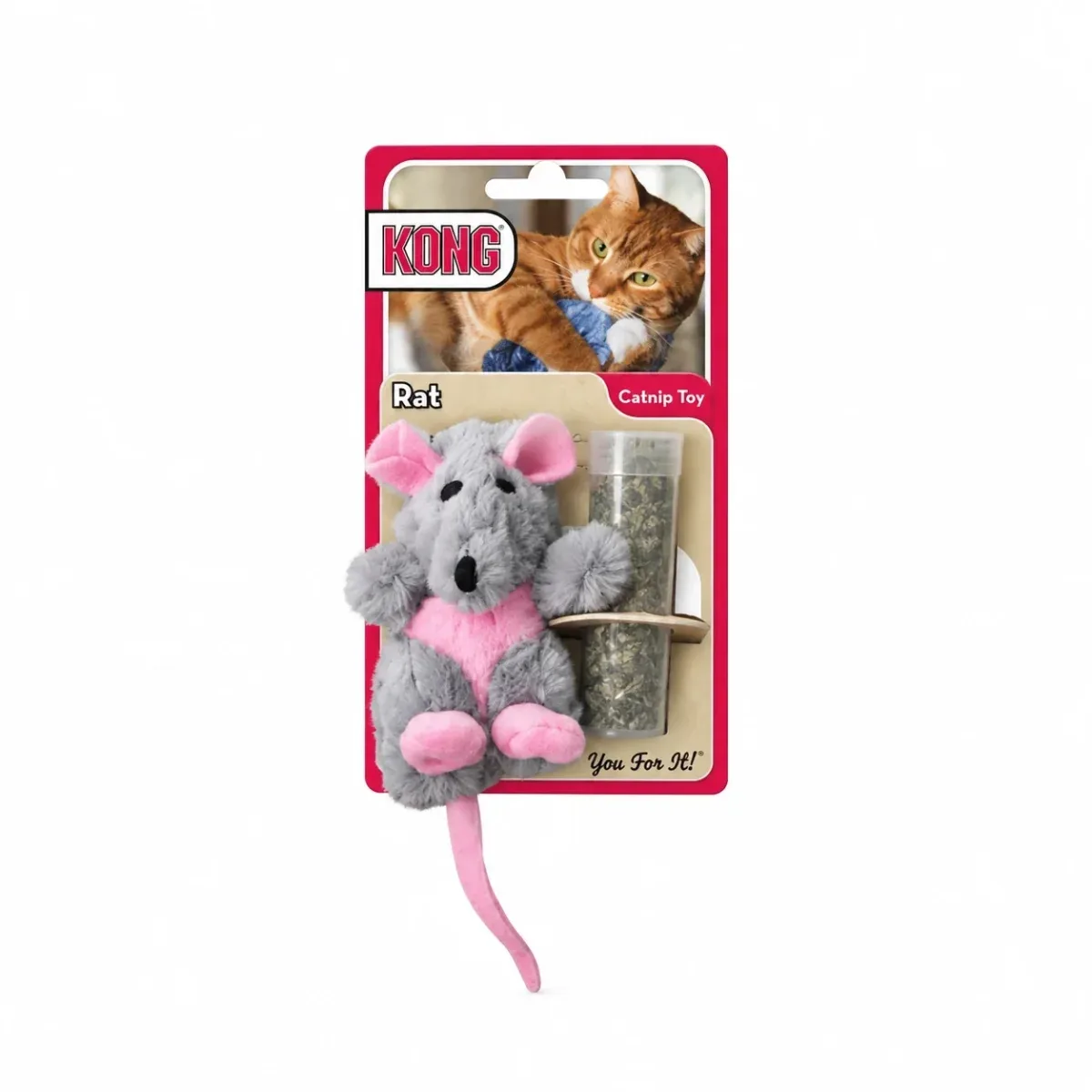 KONG Catnip Rat – Kattleksak med Kattmynta – Grå/Rosa