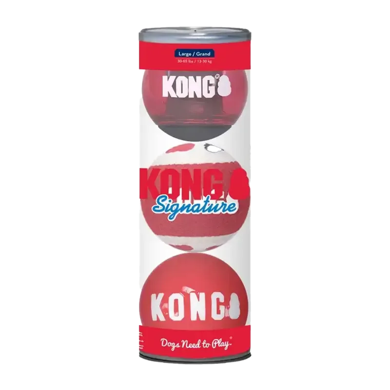 Kong Signature Balls 3 – Pack Large Mix Ö – 8,2 CM