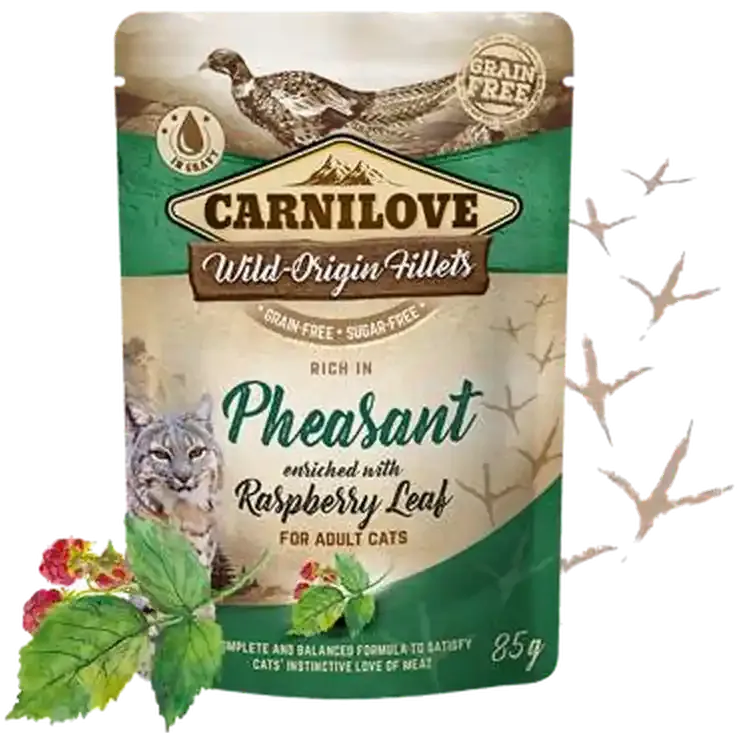 Köp nu Cat Pouch Pheasant enriched with Raspberry Leaves 85 g