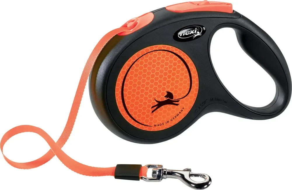 Köp nu Flexi New NEON Rullkoppel med Band Neonorange – S – 5 m / Neonorange