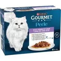 Köp nu Gourmet Perle blandat urval 12 x 85 g – Duo från landet och havet (4 sorter)