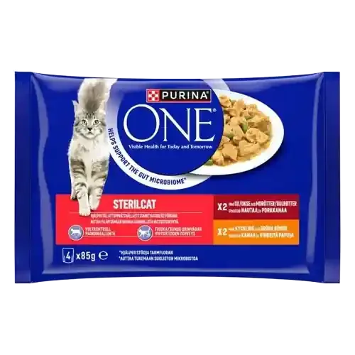 Köp online Sterilcat med Ox & Morötter & Mini Filets i sås med Kyckling & Gröna Bönor 4pack x 85g